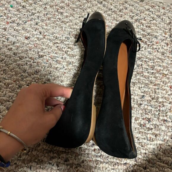 Shoes of Prey Black Suede Leather Bow Ballet Flat- Size 8.5 W - Picture 11 of 11